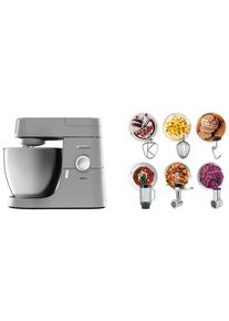 Kenwood K&uuml;chenmaschine &raquo;Chef XL KVL4220S&laquo;, 1200 W, 6, 7 l Sch&uuml;ssel, 6, 7 l Sch&uuml;ssel, inkl. Mixaufsatz, Fleischwolf und Trommelraffel silberfarben