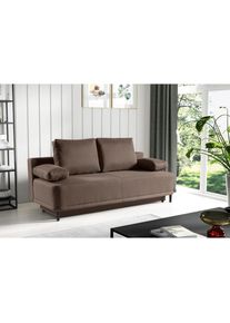 WERK2 Schlafsofa &raquo;Street&laquo;, 2-Sitzer Sofa und Schlafcouch mit Federkern & Bettkasten braun