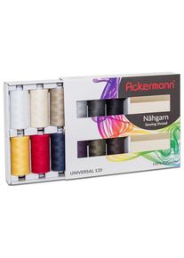 AckermanN N&auml;hgarn, in 12 Farben x 1000 m bunt Garne
