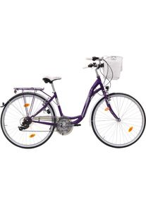 FASHION LINE Cityrad, 21 Gang, Shimano, TY 300 Schaltwerk, Kettenschaltung lila Fahrrad