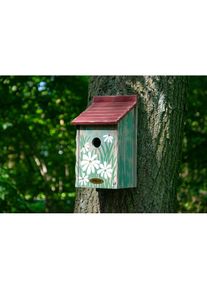 Dobar Nistkasten &raquo;Blume&laquo;, BxTxH: 15x15x28 cm, Einflugloch &Oslash; 30 mm, Kiefer bunt bunt/rot/blau/gr&uuml;n