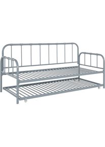 COUCH&hearts; Metallbett &raquo;Kuschel Kumpel&laquo;, Metall, Lattenrost, ausziehbare Schlafffl&auml;che, Liegefl&auml;che 90 x 200 cm grau