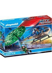Playmobil&reg; Konstruktions-Spielset &raquo;Polizei-Hubschrauber: Fallschirm-Verfolgung (70569), City Action&laquo;, (19 St.), Made in Germany bunt Spielbausteine