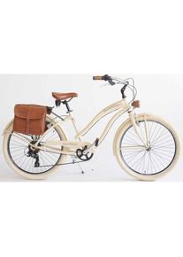 VENICE - I LOVE ITALY Cruiser &raquo;CRUISER Sun on the beach LADY&laquo;, 6 Gang, Kettenschaltung, (Set, 2 tlg., mit Doppeltaschen) beige Fahrrad