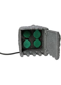 Kopp Gartensteckdose &raquo;Energiestation, 4xStd., 1, 5m&laquo;, Steinoptik, aus Poly-Harz, max. 3.680 Watt grau