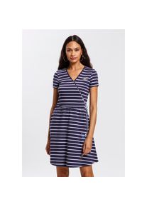 Tom Tailor Polo Team Jerseykleid, in Wickeloptik & Maritim-Streifenlook inkl. Kordelband blau 34 N-Gr marine-wei&szlig; Sommerliches Strand-Kleid von TOM...