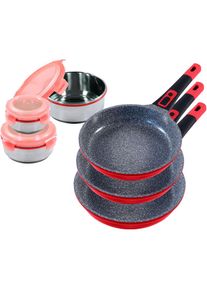 King Pfannen-Set &raquo;CLICK-GRIP&laquo;, Aluminiumguss, (Set, 6 tlg., 3 Pfannen, 3 Vorratsdosen inkl. Deckel), &Oslash;20/24/28cm, abnehmbarer Griff, Induktion,...