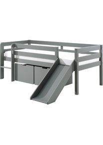 Vipack Spielbett &raquo;Pino&laquo;, Niedriges Spielbett mit LF 90 x 200 cm, wahlweise mit H&auml;ngeregal grau