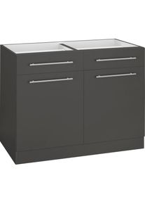 Wiho-K&uuml;chen WIHO K&Uuml;CHEN Unterschrank &raquo;Unna&laquo;, 100 cm breit, ohne Arbeitsplatte grau anthrazit/anthrazit