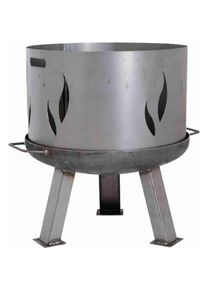 siena GARDEN Funkenschutzgitter &raquo;Feuerschalenaufsatz f&uuml;r Feuerschale XXL &Oslash; 100 cm&laquo;, (1 St.), &Oslash; 96 cm, mit Flammendesign, Stahl silber/anthrazit grau