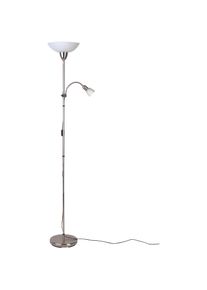 BRILLIANT LEUCHTEN Deckenfluter &raquo;DARLINGTON&laquo;, 1 flammig-flammig, 178 cm H&ouml;he, &Oslash; 28 cm, E27 + E14, schwenkbar, Metall/Glas, eisen/wei&szlig; wei&szlig;...