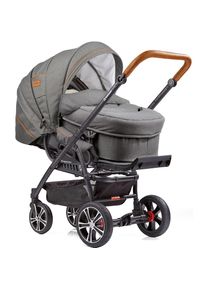 Gesslein Kombi-Kinderwagen &raquo;F4 Air+, schwarz/cognac, citygrau/hellgrau Sterne&laquo;, mit Tragetasche C2 Compact & Handbremse schwarz