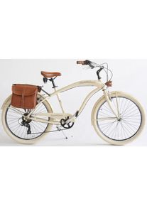 VENICE - I LOVE ITALY Cruiser &raquo;CRUISER Sun on the beach MAN&laquo;, 6 Gang, Kettenschaltung, (Set, 2 tlg., mit Doppeltaschen) beige Fahrrad