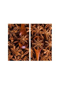 Wall-Art Herd-Abdeckplatte &raquo;K&uuml;che Herdabdeckplatte Anisstern&laquo;, (Set, 2 tlg.) beige