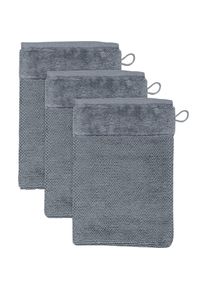 M&ouml;ve M&Ouml;VE Waschlappen &raquo;Bamboo Luxe 3er Set Waschhandschuh&laquo;, (3 tlg.), mit seidig gl&auml;nzenden Bord&uuml;ren grau stone