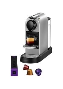 Nespresso Kapselmaschine &raquo;XN741B New CitiZ von Krups&laquo;, Wassertankkapazit&auml;t: 1 Liter, inkl. Willkommenspaket mit 14 Kapseln silberfarben Kaffeemaschine