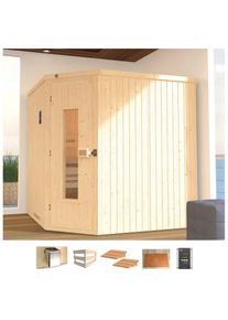 Weka Sauna &raquo;Varberg 3&laquo;, 7, 5 kW Ofen mit ext. Steuerung beige natur