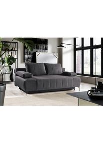 WERK2 Schlafsofa &raquo;Troya&laquo;, 2-Sitzer Sofa und Schlafcouch mit Federkern & Bettkasten grau anthrazit
