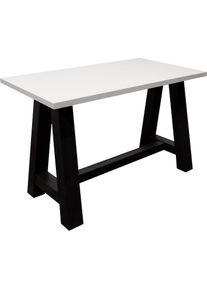 M&auml;usbacher M&Auml;USBACHER Bartisch, Gestell in A-Form (Breite 120, 140 oder 160 cm) wei&szlig; schwarzstahl/wei&szlig; matt lack + schwarzstahl