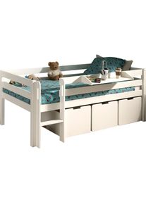 Vipack Spielbett &raquo;Pino&laquo;, Niedriges Spielbett mit LF 90 x 200 cm, mit Leiter und 3 Rollboxen wei&szlig;