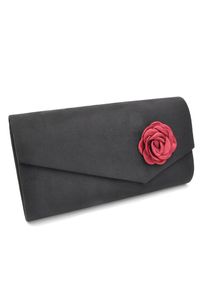 Steuer Clutch &raquo;Satin-Optik schwarz mit roter Bl&uuml;te&laquo;, (Set, 2 tlg.) schwarz