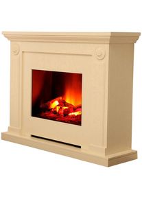 Albero Elektrokamin &raquo;Brisbane&laquo;, Heizung, 1000/2000 W, 3D Flammeffekt, Spiegelr&uuml;ckwand, Fernbedienung beige cremewei&szlig;