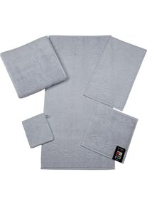 Ross Waschhandschuh &raquo;Cashmere feeling&laquo;, (6 tlg.), mit Wellen-Bord&uuml;re grau chromfarben