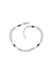 Firetti Fu&szlig;kette &raquo;in mehrreihiger Panzerkettengliederung&laquo;, mit Kristallsteinen silberfarben Fu&szlig;schmuck