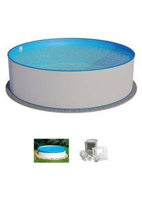 summer fun Rundpool, (Becken, Skimmer, Abdeckplane), 3-tlg., &Oslash;xH: 350x120 cm wei&szlig;