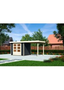 Karibu Gartenhaus &raquo;Askola 3&laquo;, mit Anbaudach grau anthrazit