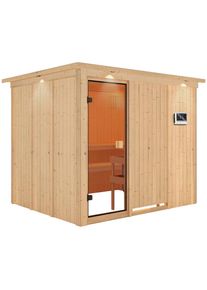 Welltime Sauna &raquo;Naimi&laquo;, (Set), 9-kW-Ofen mit ext. Steuerung beige naturbelassen