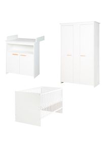 Roba&reg; Babyzimmer-Komplettset &raquo;Roba Anton&laquo;, (Set, 3 St., bestehend aus Kombi-Kinderbett, Kleiderschrank und Wickelkommode) wei&szlig;