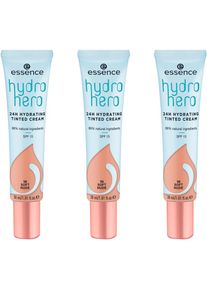 Essence Get&ouml;nte Gesichtscreme &raquo;hydro hero 24h HYDRATING TINTED CREAM&laquo;, (Set, 3 tlg.) beige Die get&ouml;nte BB Cream spendet 24h Feuchtigkeit & sch&uuml;tzt...