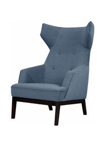 Tom Tailor Ohrensessel &raquo;COZY&laquo;, im Retrolook, mit Kedernaht und Kn&ouml;pfung, F&uuml;&szlig;e wengefarben blau sky blue TUS 6