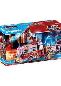 Playmobil&reg; Konstruktions-Spielset &raquo;Feuerwehr-Fahrzeug: US Tower Ladder (70935), City Action&laquo;, (113 St.), mit Licht- und Soundeffekten, Made in...