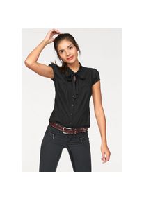 AJC Schluppenbluse, mit Schleife zum Binden schwarz 32 Romantische figurbetonte Bluse von AJC