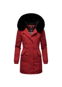 Marikoo Wintermantel &raquo;Karmaa&laquo;, edler Parka m. Kunstfellkapuze rot XL (42) dunkelrot Edler Damen Winter Mantel mit gro&szlig;er Kunstfellkapuze