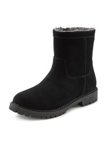 Lascana Stiefel, Boots Winterstiefel aus Leder mit Warmfutter und Profilsohle schwarz 38 Besonders w&auml;rmend