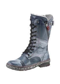 KRISBUT Winterstiefel, mit kontrastfarbiger Schn&uuml;rung, Varioschaft blau 37 jeansblau-used Mit zwei Rei&szlig;verschl&uuml;ssen