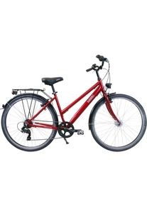 HAWK Bikes Cityrad &raquo;HAWK Citytrek Easy Red Lady&laquo;, 7 Gang, Shimano, Tourney Schaltwerk rot Fahrrad