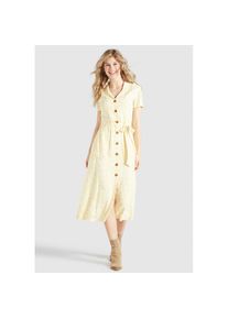 Khujo Blusenkleid &raquo;Kleid GOYA&laquo;, in Midil&auml;nge aus bedruckter Viskose gelb L Normalgr&ouml;&szlig;en Gelb-Wei&szlig; gebl&uuml;mt Aus Viskose