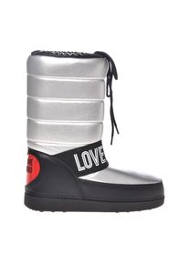 Love Moschino Snowboots, mit wattiertem Schaft silberfarben 37/38 silberfarben-schwarz Trendiger Winterstiefel zum Schlupfen