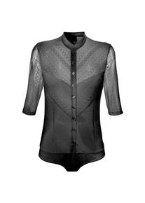 Turi Landhaus Shirtbody, Damen, mit blickdichtem Vorder- und R&uuml;ckenteil schwarz 38 N-Gr Body aus weicher, elastischer Spitze