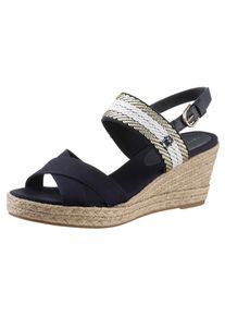 Tommy Hilfiger Keilsandalette &raquo;GOLDEN WEBBING MID WEDGE;&laquo;, mit verstellbarem Fesselriemchen, schmale Form 40 dunkelblau kombiniert Sandalette mit...