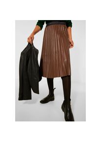 Street One Faltenrock, mit Wordingprint am Elastikbund braun 34 (XS) warm toffee Rock in trendstarker Lederoptik von STRET ONE