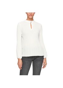 s.Oliver BLACK LABEL Chiffonbluse, mit 1-Knopf Verschluss wei&szlig; 38 wollwei&szlig; Plissee-Bluse mit leichten Stehkragen