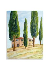 Artland Glasbild &raquo;Landhaus in der Toskana&laquo;, Europa, (1 St.), in verschiedenen Gr&ouml;&szlig;en gr&uuml;n