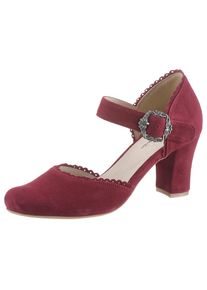 Hirschkogel Pumps, Damen, mit Metallschnalle rot 39 bordeaux Trachtenschuh mit Riemchen und dekorativer Metallschnalle