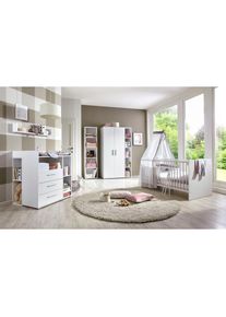 BMG M&Ouml;BEL Babyzimmer-Komplettset &raquo;Luis&laquo;, (Set, 7 St., Bett + Wickelkommode + 2-trg. Schrank + Standregal + Unterstellregal), Bett + Wickelkommode +...
