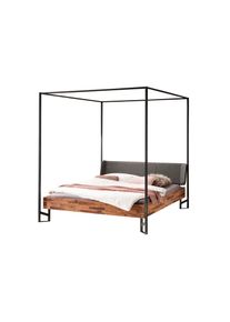 Hasena Bettgestell &raquo;Bovena&laquo;, Himmelbett, Akazie massiv, mit Polsterkopfteil grau braun / grau / anthracit